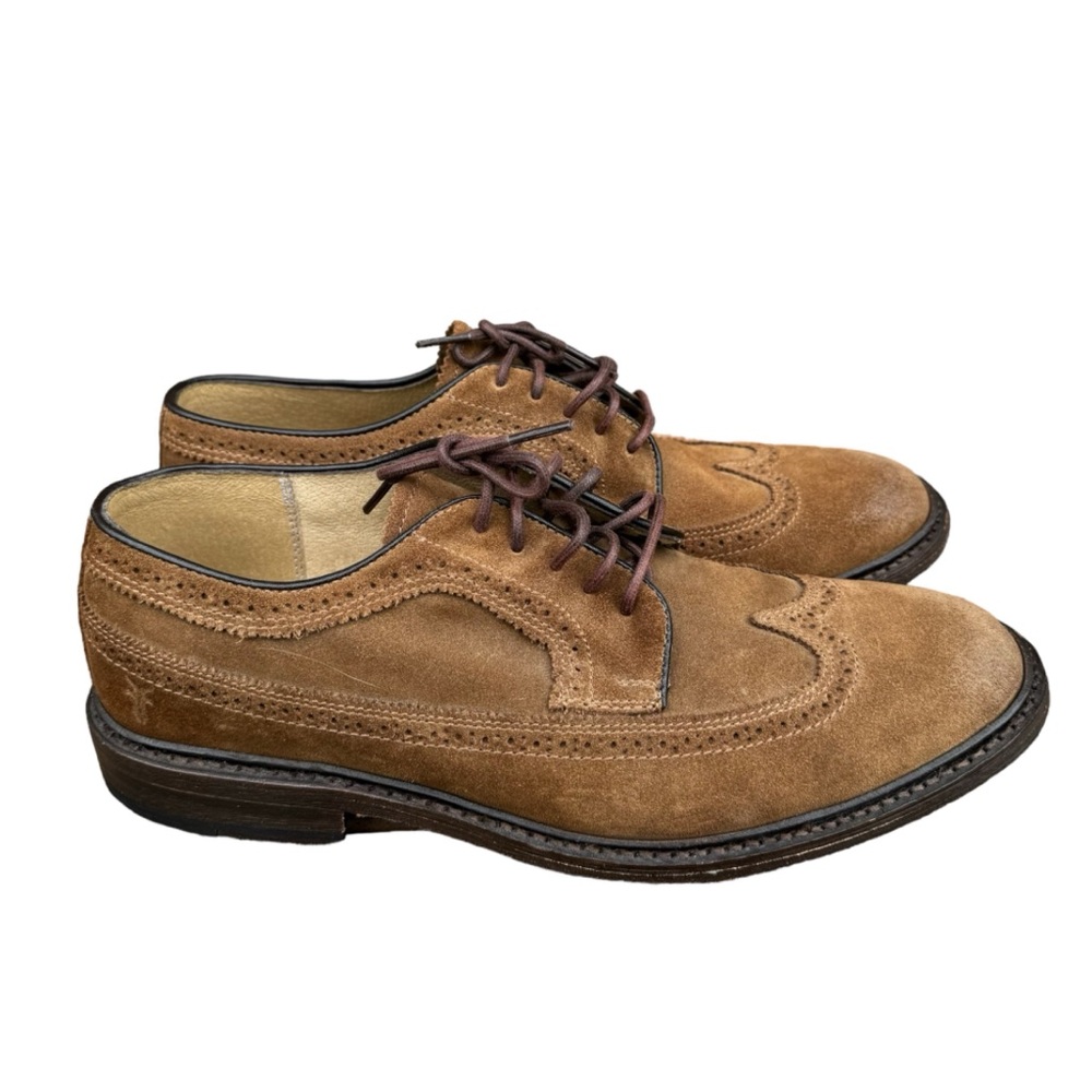 The Frye Company John A Frye Wingtip Suede Blucher Brown Oxford Dress Shoes 9D